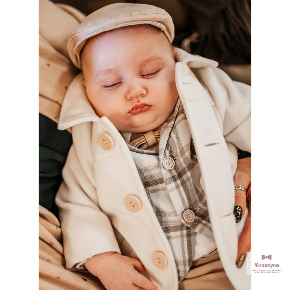 Płaszczyk do chrztu flauszowy - ecru Abrakadabra - obrazek 3