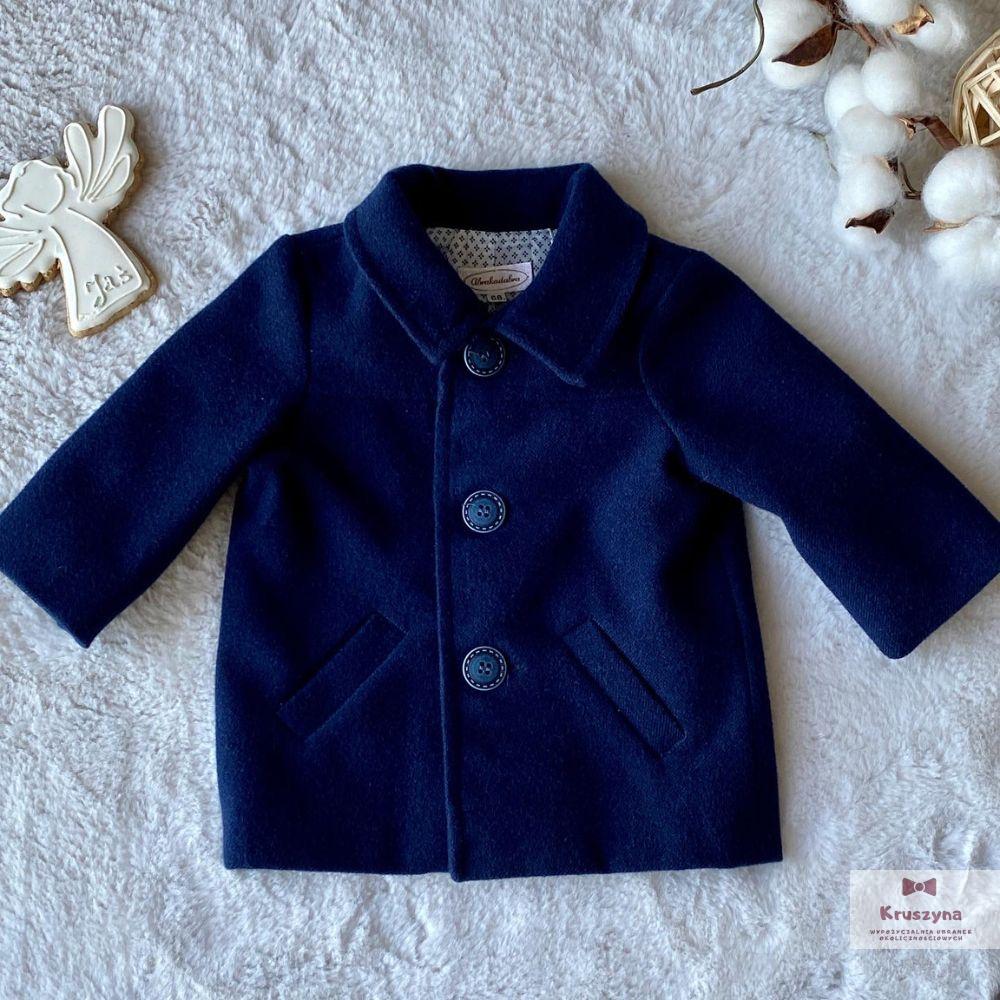 Płaszczyk do chrztu flauszowy - granatowy Abrakadabra