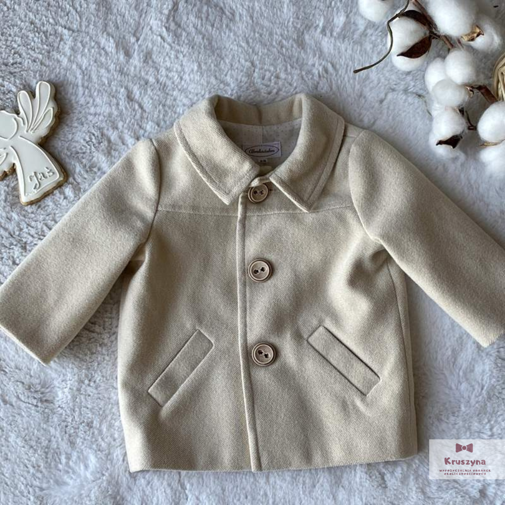 Płaszczyk do chrztu flauszowy - jasnobeżowy Abrakadabra