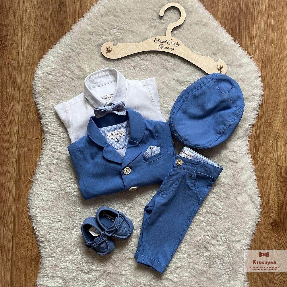 Garniturek do chrztu Ksawery (niebieski) marki Abrakadabra - obrazek 3