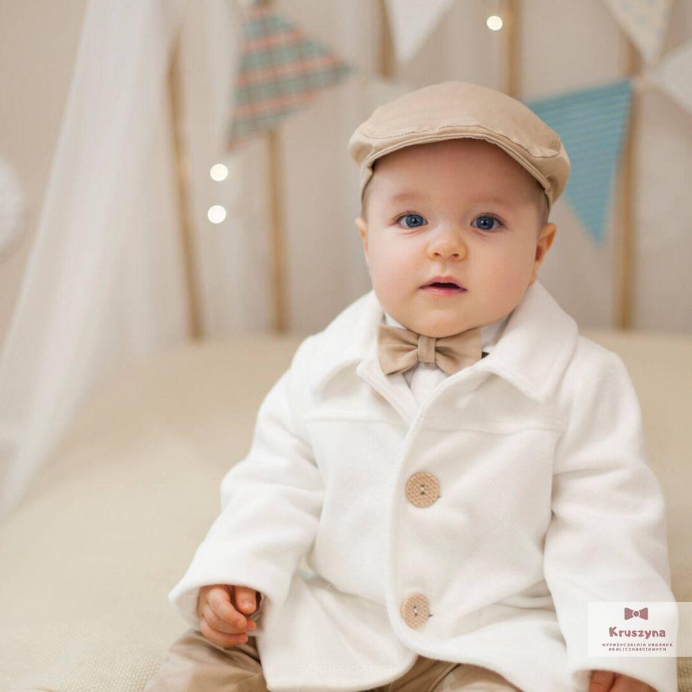 Płaszczyk do chrztu flauszowy - ecru Abrakadabra - obrazek 2