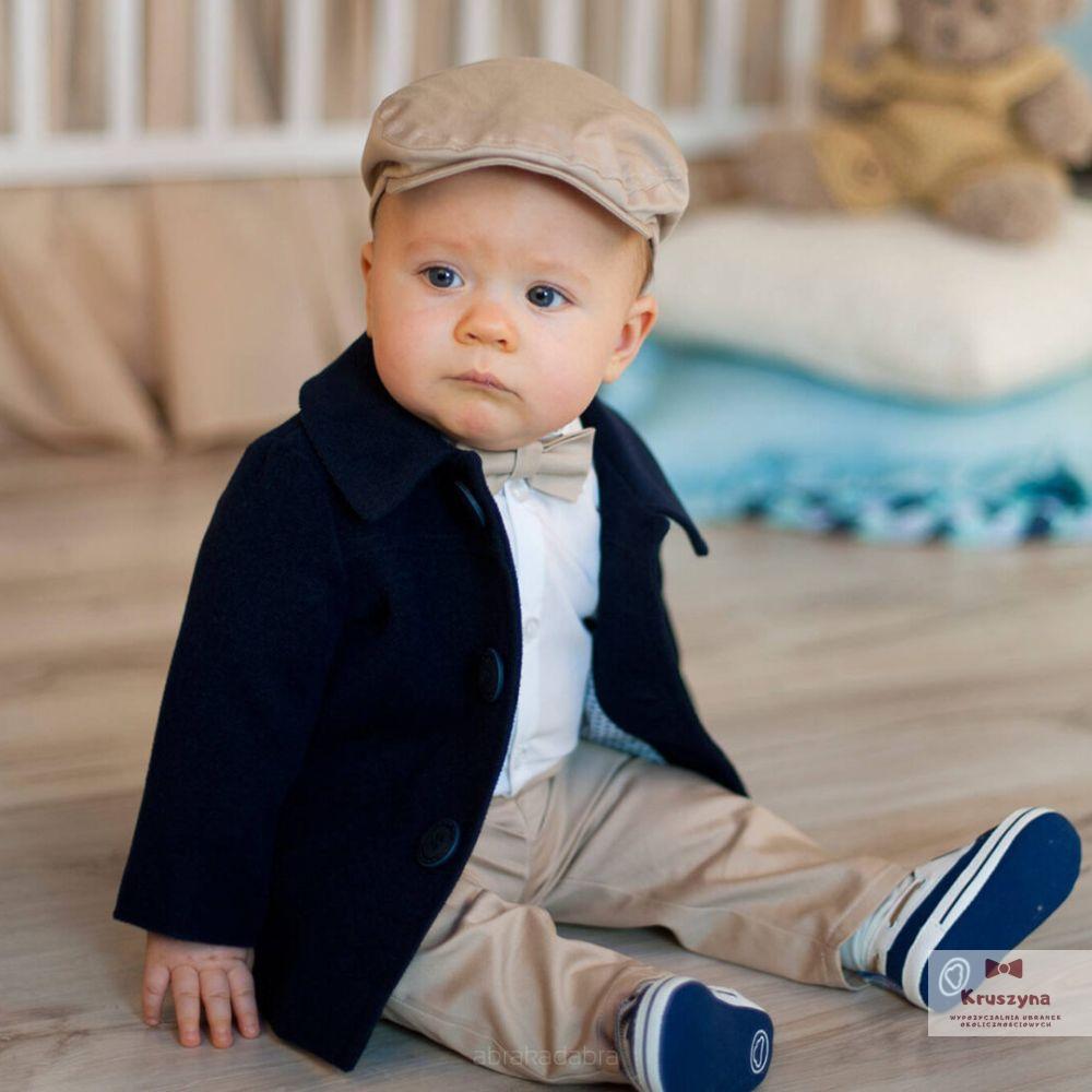 Płaszczyk do chrztu flauszowy - granatowy Abrakadabra - obrazek 2