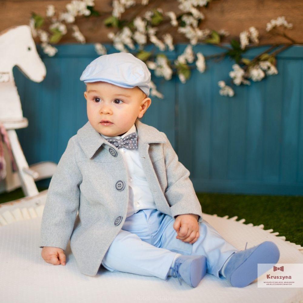 Płaszczyk do chrztu flauszowy - szary Abrakadabra - obrazek 3